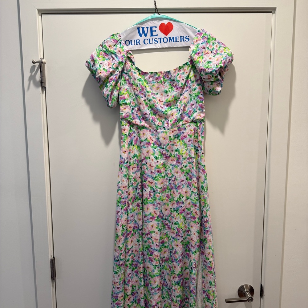 Astr Floral Maxi Dress in Pink, Green & Purple